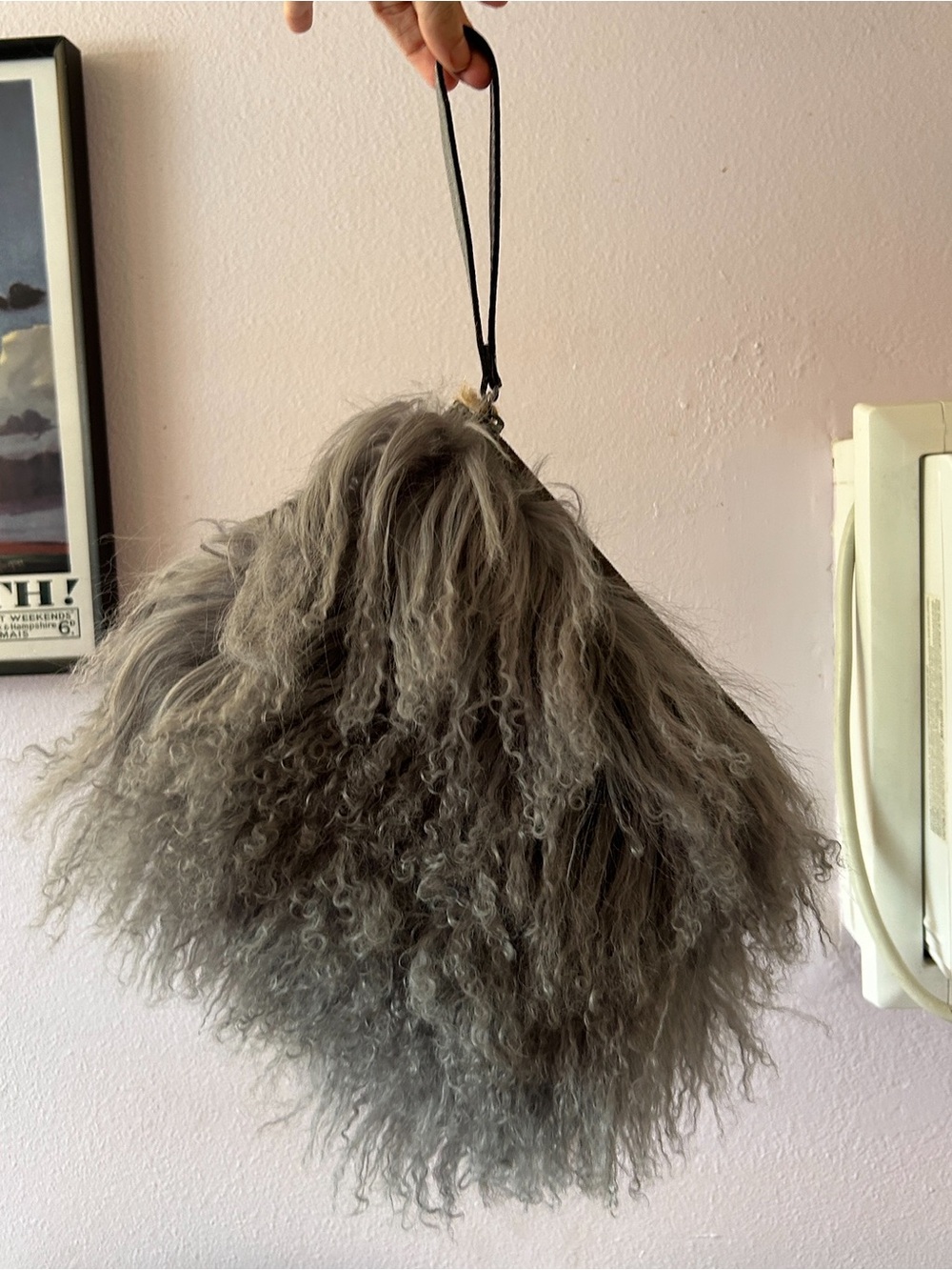 NWT PATRICIA NASH RARE Cassini Tibetan Lamb Fur & Leather Wristlet Bag